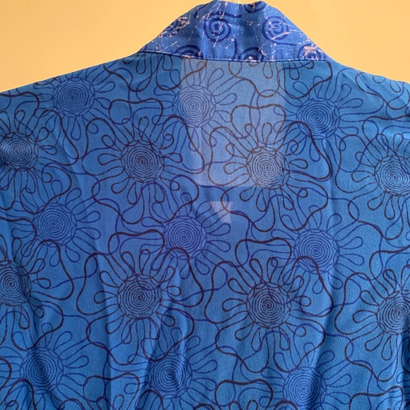 Harshita Water Flora Silk Button Down Blouse - Picture 12 of 15